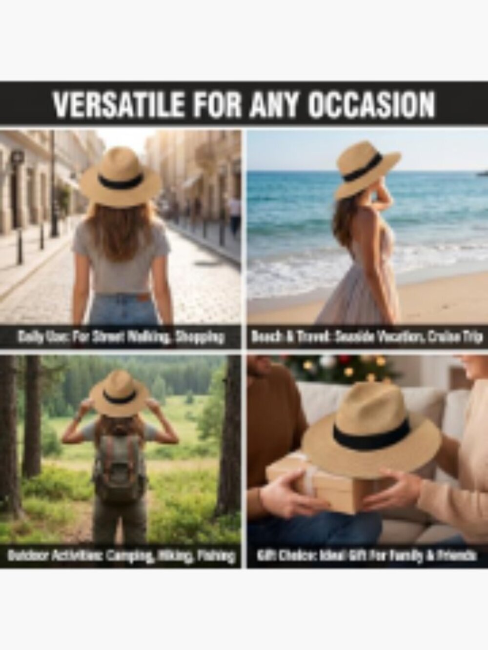 Foldable Wide Brim Straw Sun Hat for Beach Vacation - Picture 7 of 7